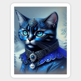 Mystical and Majestic: A Jewel-Encrusted Gothic Cat Art Print Sticker